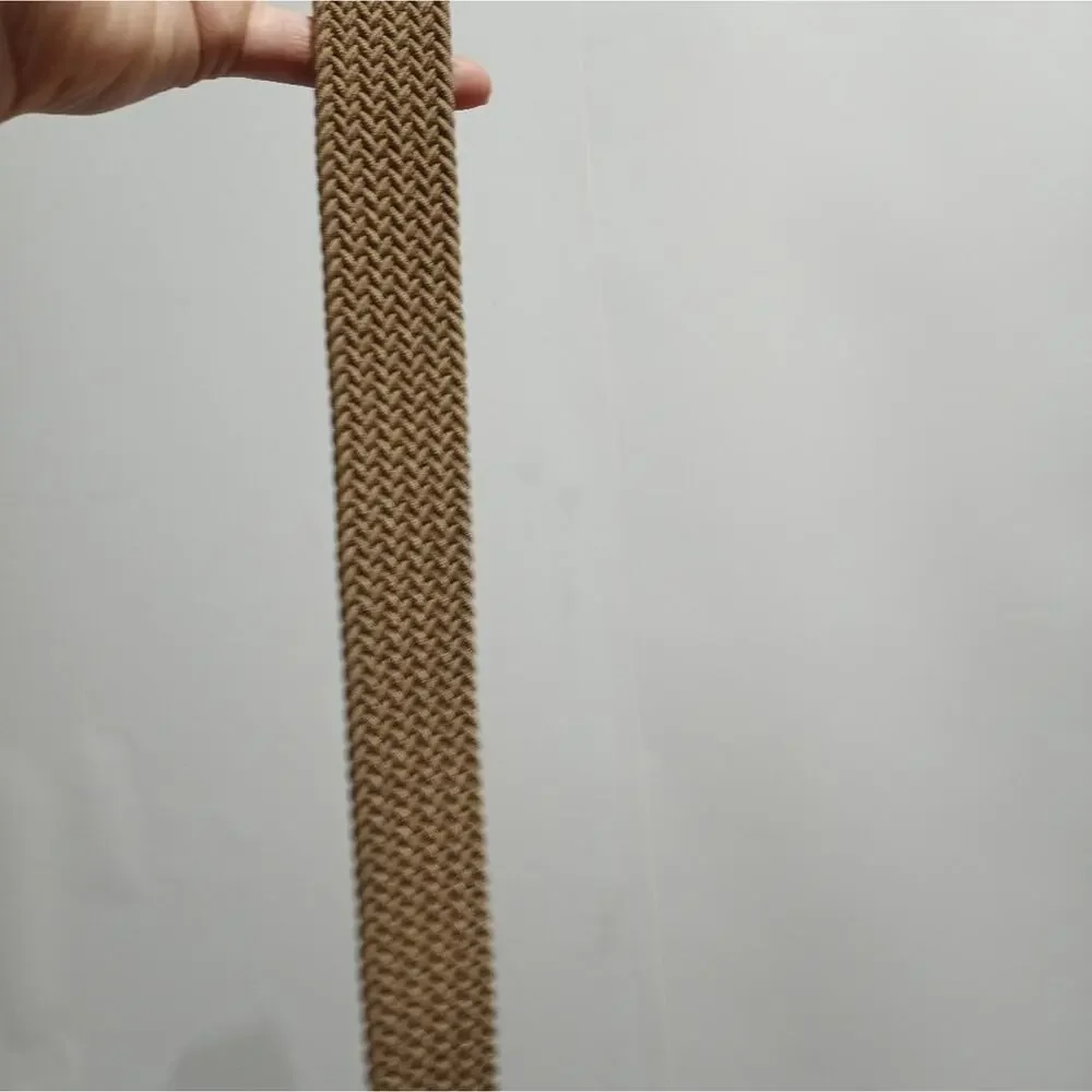 Docker's Men's Stretch Fabric Braided Belt Tan And Brown With Gold Buckle 42/105